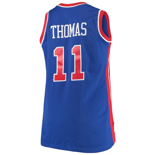 D.Pistons #11 Isaiah Thomas Mitchell & Ness Big & Tall Hardwood Classics Jersey Royal Stitched American Basketball Jersey UNEC