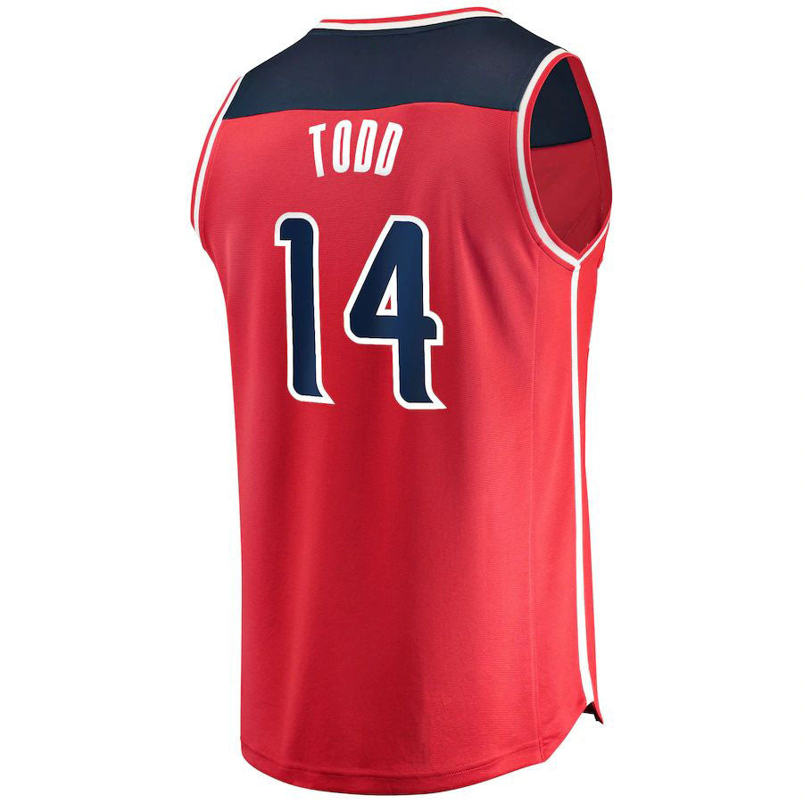 W.Wizards #14 Isaiah Todd Fanatics Branded 2 Fast Break Replica Jersey Red Icon Edition Stitched American Basketball Jersey UNEC