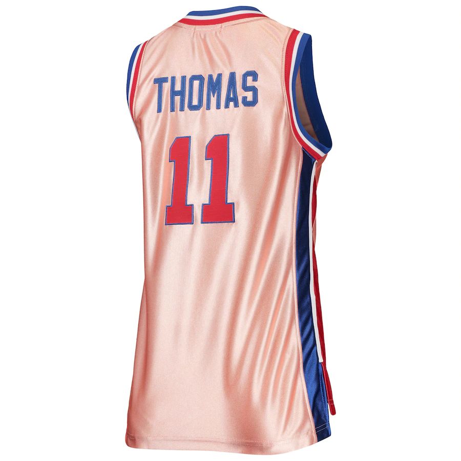 D.Pistons #11 Isaiah Thomas Mitchell & Ness 75th Anniversary Rose Gold 1982 Swingman Jersey  Pink Stitched American Basketball Jersey UNEC