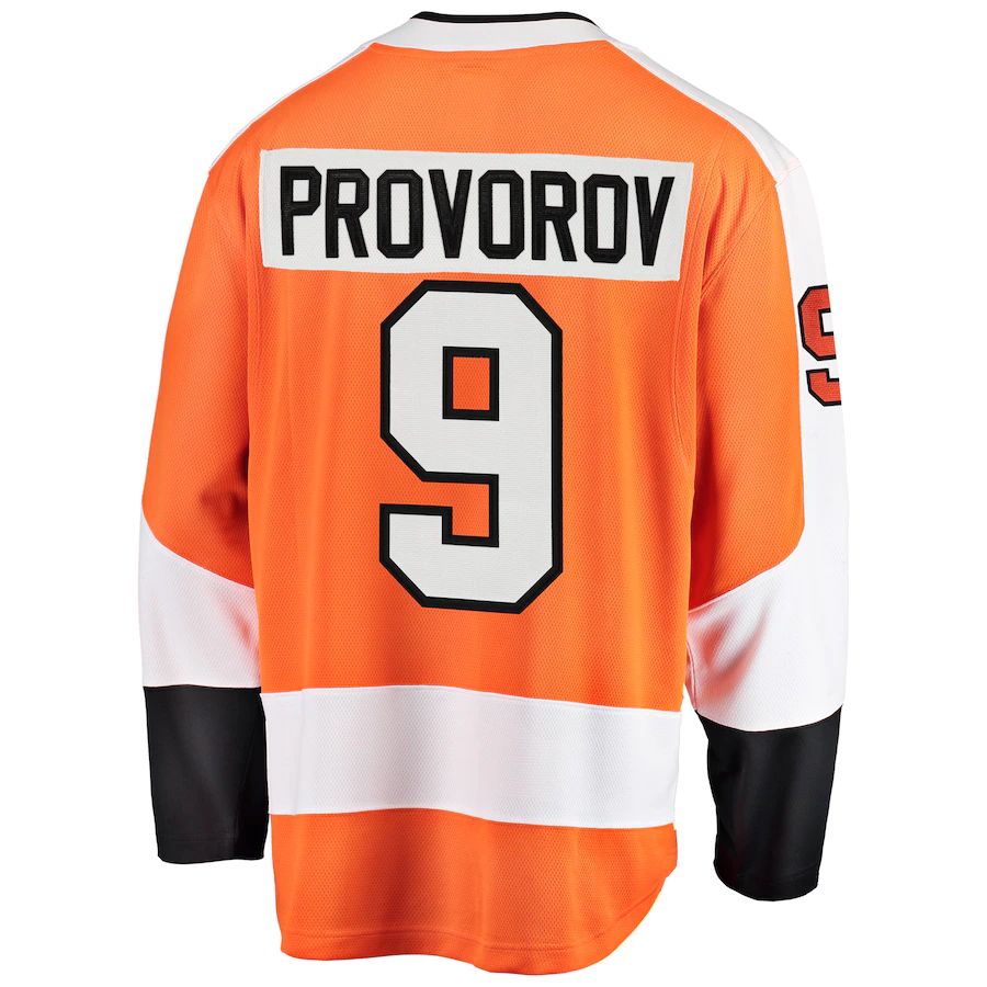 P.Flyers #9 Ivan Provorov Fanatics Branded Breakaway Player Jersey Orange Stitched American Hockey Jersey UNEC