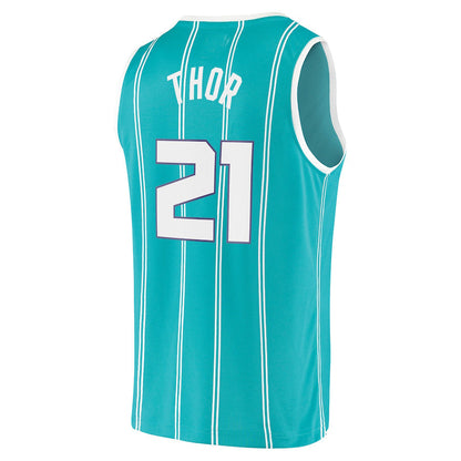 C.Hornets #21 JT Thor Fanatics Branded 2021-22 Fast Break Replica Jersey Icon Edition Teal Stitched American Basketball Jersey UNEC