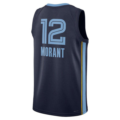 M.Grizzlies #12 Ja Morant  Unisex 2022-23 Swingman Jersey Icon Edition Navy Stitched American Basketball Jersey UNEC