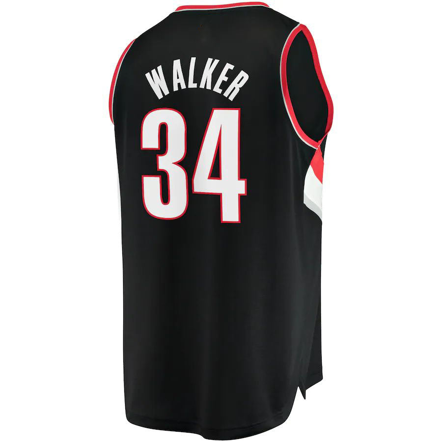 P.Trail Blazers #34 Jabari Walker Fanatics Branded 2021-22 Fast Break Replica Jersey Icon Edition Black Stitched American Basketball Jersey UNEC