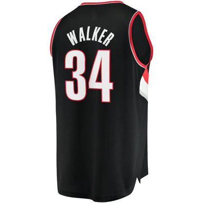 P.Trail Blazers #34 Jabari Walker Fanatics Branded 2021-22 Fast Break Replica Jersey Icon Edition Black Stitched American Basketball Jersey UNEC