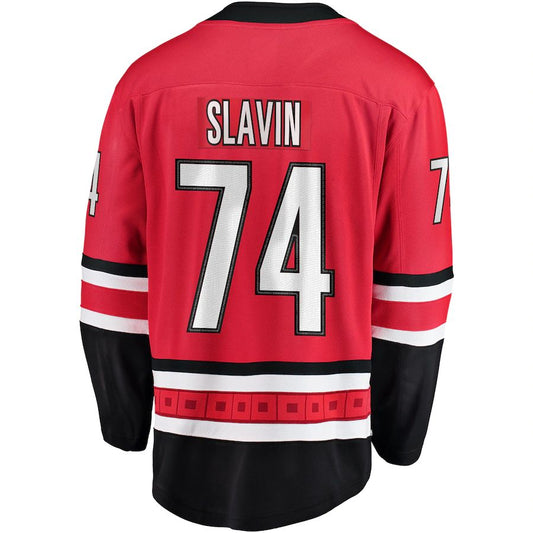 C.Hurricanes #74 Jaccob Slavin Fanatics Branded Breakaway Player Jersey Red Stitched American Hockey Jersey UNEC