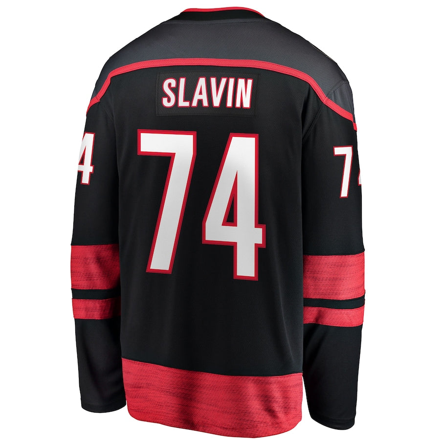C.Hurricanes #74 Jaccob Slavin Fanatics Branded Home Breakaway Player Jersey Black Stitched American Hockey Jersey UNEC