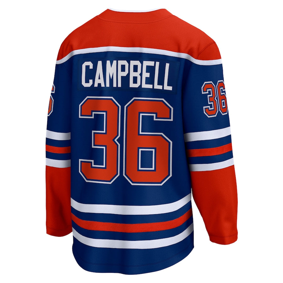 E.Oilers #36 Jack Campbell Fanatics Branded Home Breakaway Player Jersey  Royal Stitched American Hockey Jersey UNEC