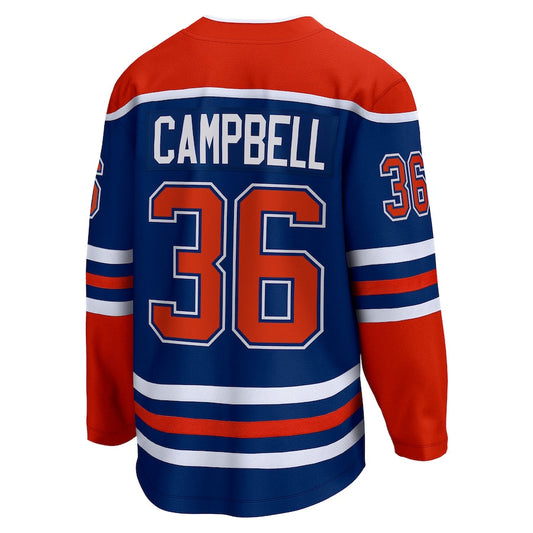 E.Oilers #36 Jack Campbell Fanatics Branded Home Breakaway Player Jersey  Royal Stitched American Hockey Jersey UNEC