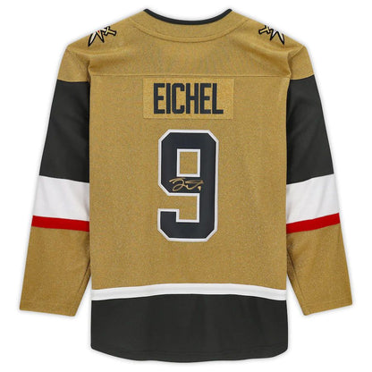 V.Golden Knights #9 Jack Eichel Fanatics Authentic Autographed Alternate Breakaway Jersey Gold Stitched American Hockey Jersey UNEC