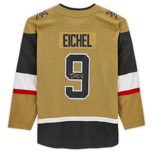 V.Golden Knights #9 Jack Eichel Fanatics Authentic Autographed Alternate Breakaway Jersey Gold Stitched American Hockey Jersey UNEC
