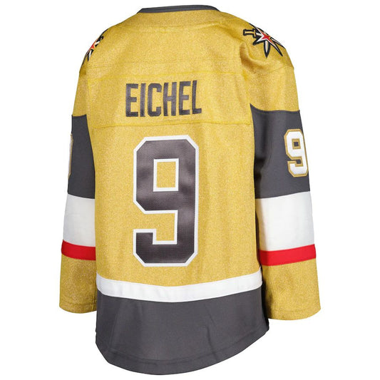 V.Golden Knights #9 Jack Eichel Home Premier Player Jersey Gold Stitched American Hockey Jersey UNEC