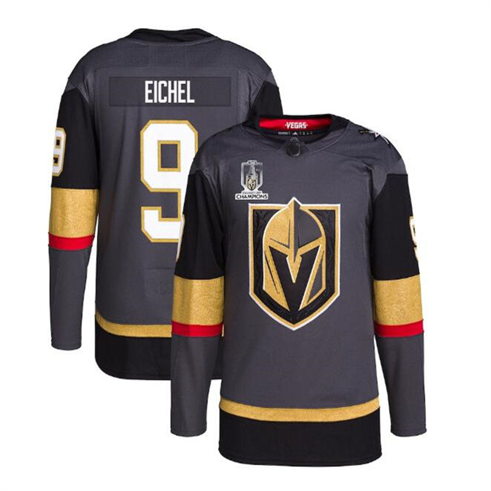 V.Golden Knights #9 Jack Eichel 2023 Stanley Cup Champions Authentic Alternate Player Jersey - Gray Hockey Jersey UNEC