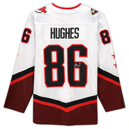 NJ.Devils #86 Jack Hughes Fanatics Authentic Autographed 2022 All-Star Game White Stitched American Hockey Jersey UNEC