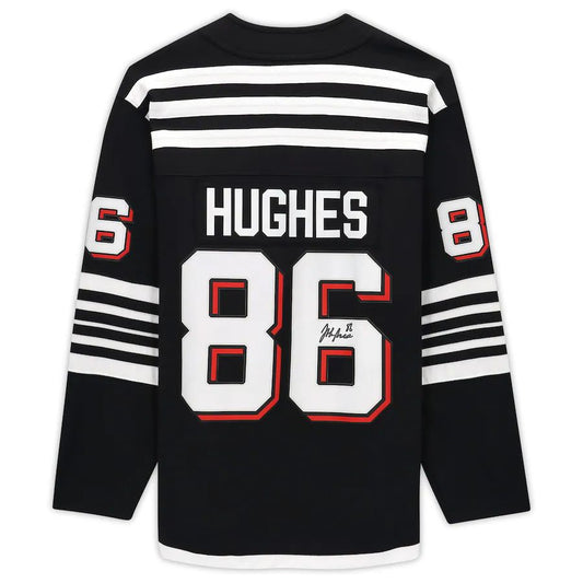 NJ.Devils #86 Jack Hughes Fanatics Authentic Autographed Alternate Breakaway Jersey Black Stitched American Hockey Jersey UNEC