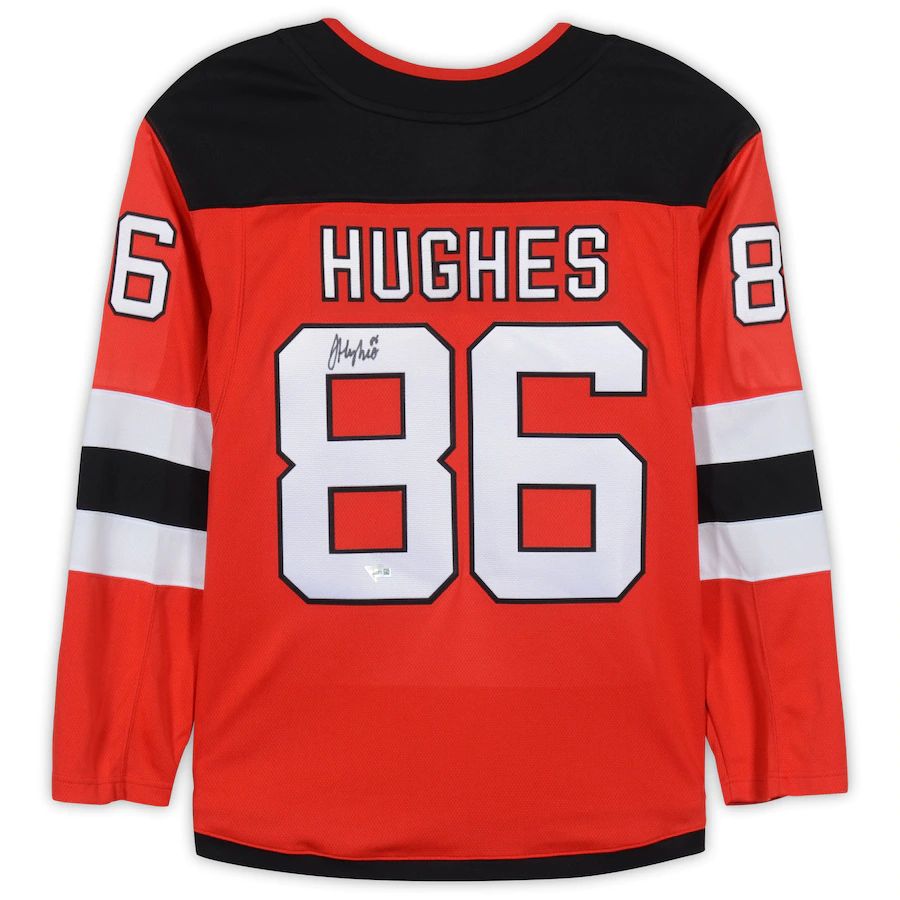 NJ.Devils #86 Jack Hughes Fanatics Authentic Autographed Breakaway Jersey Red Stitched American Hockey Jersey UNEC