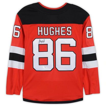 NJ.Devils #86 Jack Hughes Fanatics Authentic Autographed Breakaway Jersey Red Stitched American Hockey Jersey UNEC