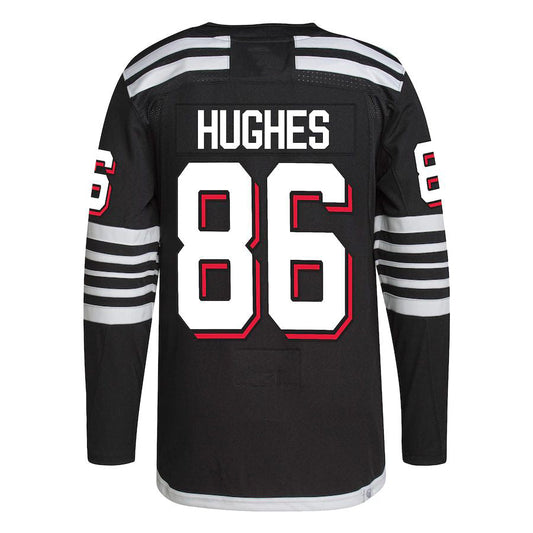 NJ.Devils #86 Jack Hughes 2021-22 Alternate Primegreen Authentic Pro Player Jersey Black Stitched American Hockey Jersey UNEC
