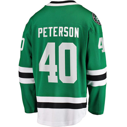 D.Stars #40 Jacob Peterson Fanatics Branded Home Breakaway Player Jersey Kelly Green Stitched American Hockey Jersey UNEC
