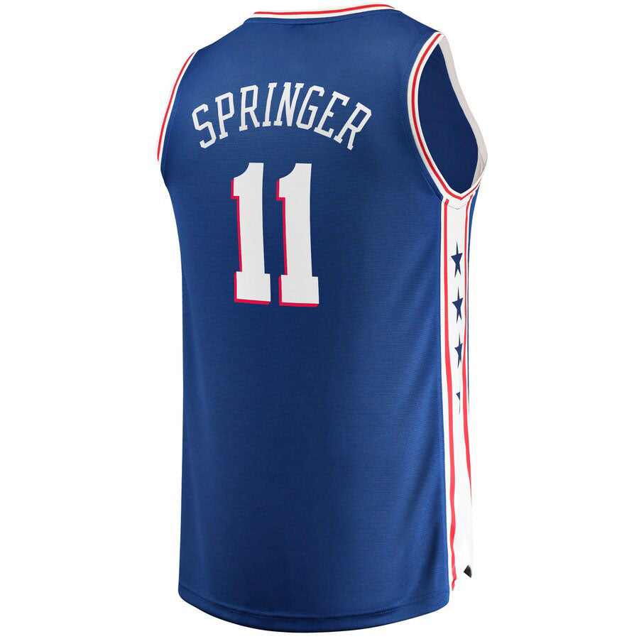 PH.76ers #11 Jaden Springer Fanatics Branded 2021  Draft First Round Pick Fast Break Replica Jersey Icon Edition Royal Stitched American Basketball Jersey UNEC