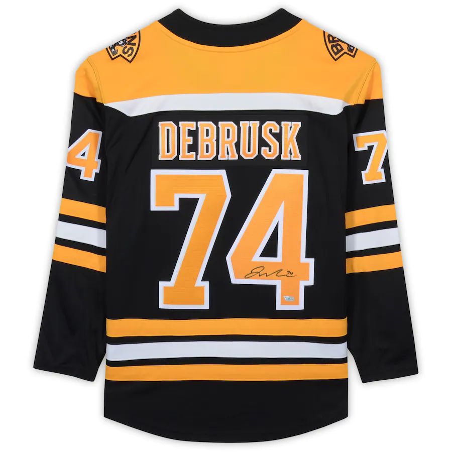 B.Bruins #74 Jake DeBrusk Fanatics Authentic Autographed Black Fanatics Breakaway Jersey Stitched American Hockey Jersey UNEC
