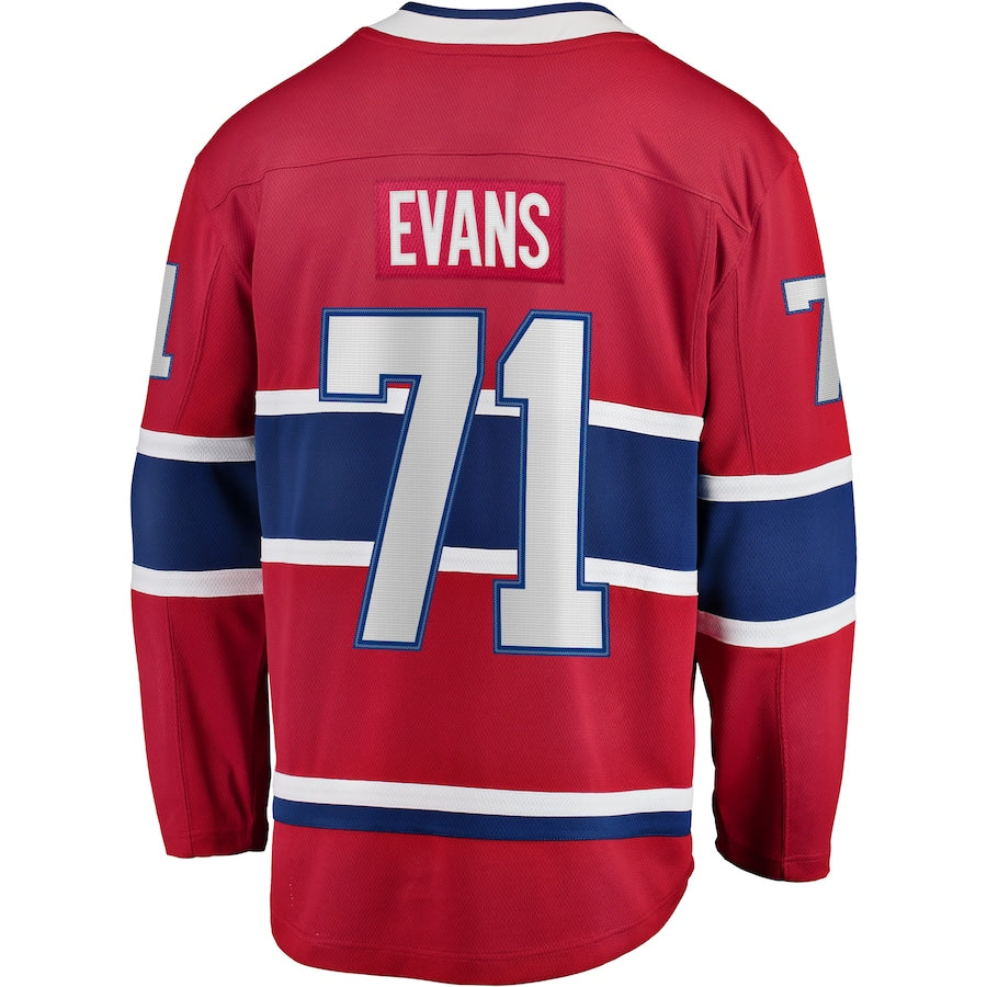 M.Canadiens #71 Jake Evans Fanatics Branded Home Breakaway Player Jersey Red Stitched American Hockey Jersey UNEC