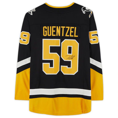 P.Penguins #59 Jake Guentzel Fanatics Authentic Autographed Breakaway 2021 Alternate Jersey Black Stitched American Hockey Jersey UNEC