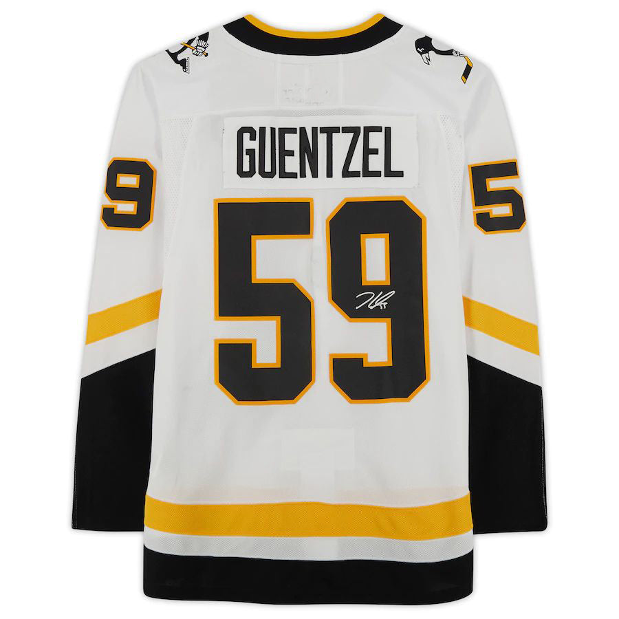 P.Penguins #59 Jake Guentzel Fanatics Authentic Autographed 2020 Reverse Retro  White Stitched American Hockey Jersey UNEC