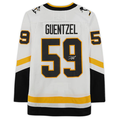 P.Penguins #59 Jake Guentzel Fanatics Authentic Autographed 2020 Reverse Retro  White Stitched American Hockey Jersey UNEC