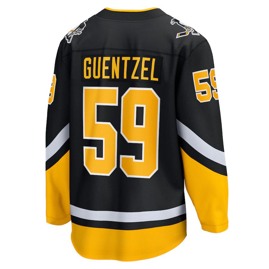 P.Penguins #59 Jake Guentzel Fanatics Branded 2021-22 Alternate Premier Breakaway Player Jersey Black Stitched American Hockey Jersey UNEC