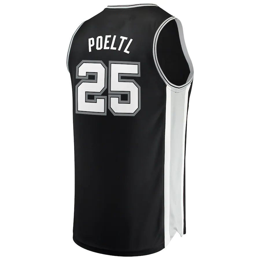 S.Antonio Spurs #25 Jakob Poeltl Fanatics Branded Fast Break Replica Jersey Icon Edition Black Stitched American Basketball Jersey UNEC