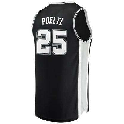 S.Antonio Spurs #25 Jakob Poeltl Fanatics Branded Fast Break Replica Jersey Icon Edition Black Stitched American Basketball Jersey UNEC