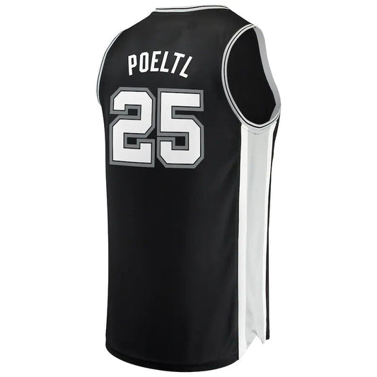 S.Antonio Spurs #25 Jakob Poeltl Fanatics Branded Fast Break Replica Jersey Icon Edition Black Stitched American Basketball Jersey UNEC