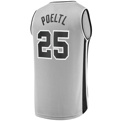 S.Antonio Spurs #25 Jakob Poeltl Fanatics Branded Fast Break Replica Player Jersey Statement Edition Silver Stitched American Basketball Jersey UNEC