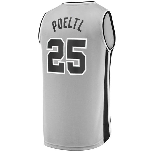 S.Antonio Spurs #25 Jakob Poeltl Fanatics Branded Fast Break Replica Player Jersey Statement Edition Silver Stitched American Basketball Jersey UNEC