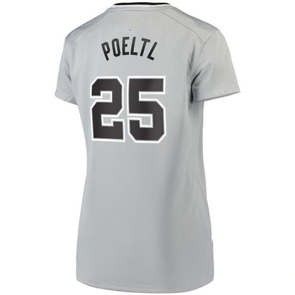 S.Antonio Spurs #25 Jakob Poeltl Fanatics Branded Women's Fast Break Replica Player Jersey Statement Edition Silver Stitched American Basketball Jersey UNEC