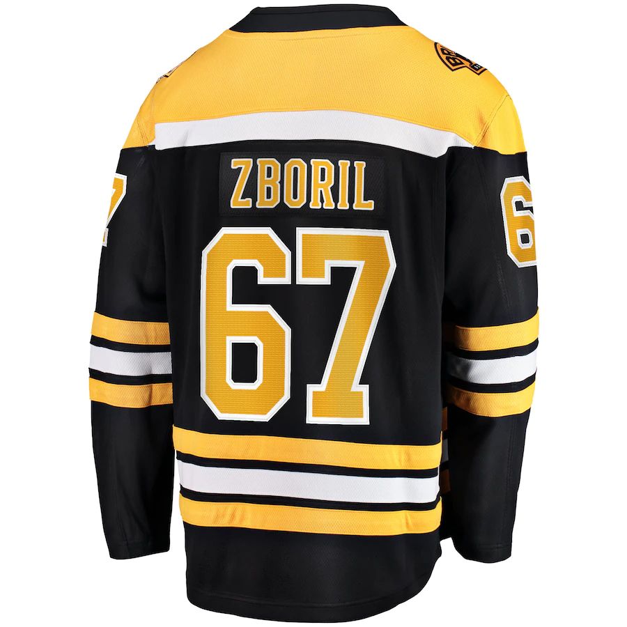 B.Bruins #67 Jakub Zboril Fanatics Branded Home Breakaway Player Jersey Black Stitched American Hockey Jersey UNEC