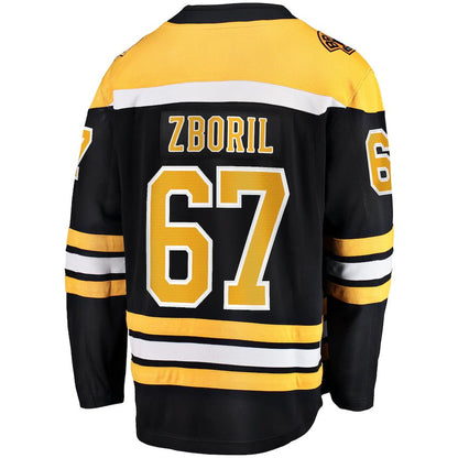 B.Bruins #67 Jakub Zboril Fanatics Branded Home Breakaway Player Jersey Black Stitched American Hockey Jersey UNEC