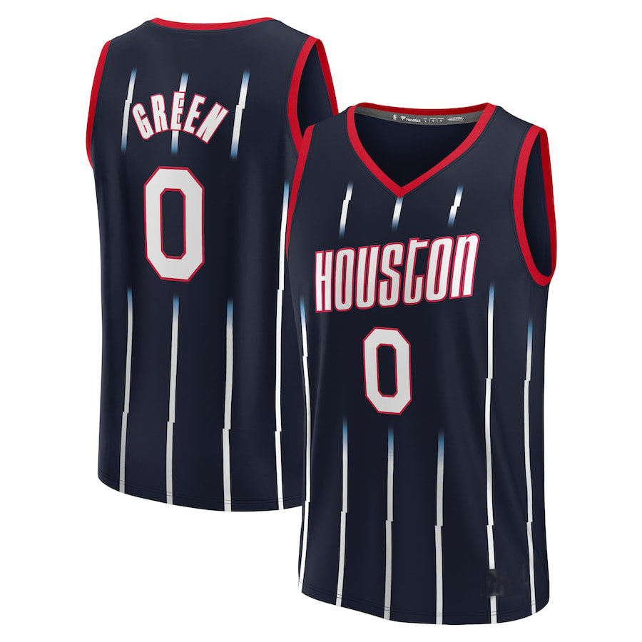 H.Rockets #0 Jalen Green Fanatics Branded 2021-22 Fast Break Replica Jersey City Edition Navy Stitched American Basketball Jersey UNEC