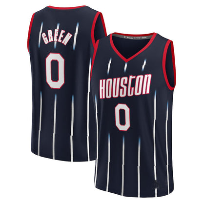 H.Rockets #0 Jalen Green Fanatics Branded 2021-22 Fast Break Replica Jersey City Edition Navy Stitched American Basketball Jersey UNEC