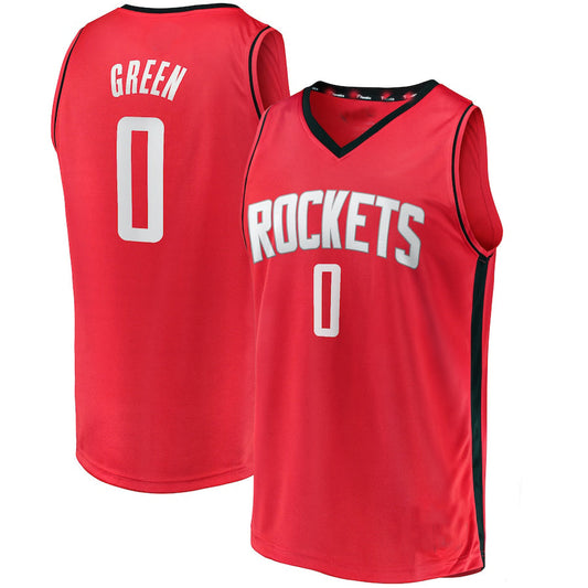 H.Rockets #0 Jalen Green Fanatics Branded 2021 Draft First Round Pick Fast Break Replica Jersey Icon Edition Red Stitched American Basketball Jersey UNEC
