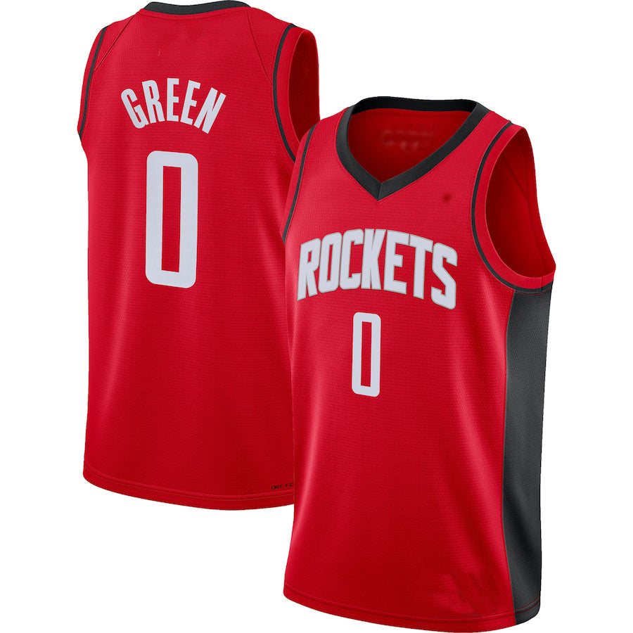 H.Rockets #0 Jalen Green 2021-22 Swingman Jersey Icon Edition Red Stitched American Basketball Jersey UNEC