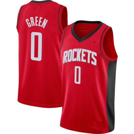 H.Rockets #0 Jalen Green 2021-22 Swingman Jersey Icon Edition Red Stitched American Basketball Jersey UNEC