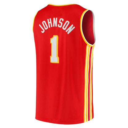 A.Hawks #1 Jalen Johnson Fanatics Branded 2021-22 Fast Break Replica Jersey Icon Edition Red Stitched American Basketball Jersey UNEC