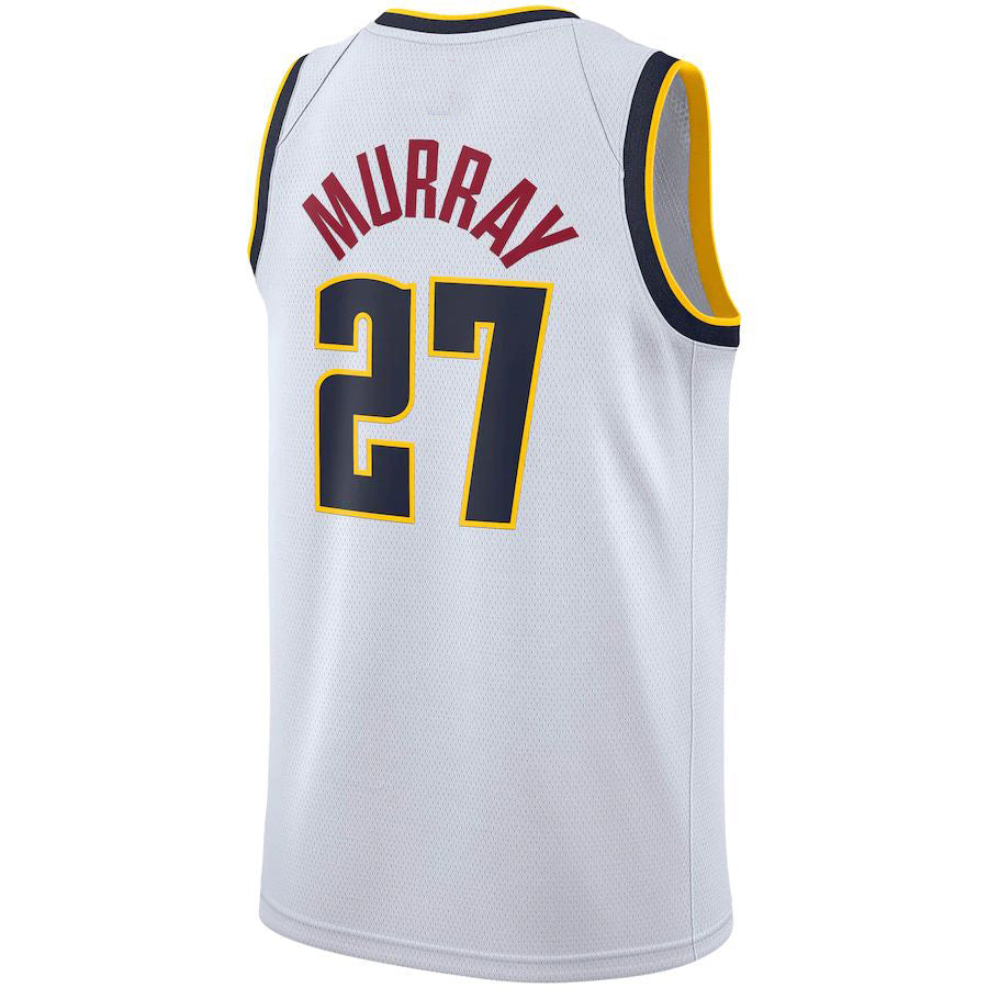 D.Nuggets #27 Jamal Murray 2020-21 Swingman Player Jersey Association Edition White Stitched American Basketball Jersey UNEC