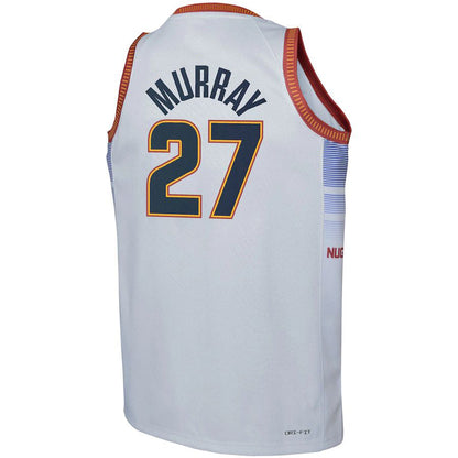 D.Nuggets #27 Jamal Murray 2022-23 Swingman Jersey City Edition Silver Stitched American Basketball Jersey UNEC