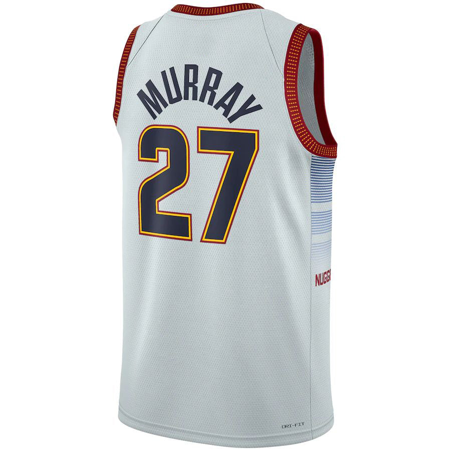 D.Nuggets #27 Jamal Murray Unisex 2022-23 Swingman Jersey Silver Stitched American Basketball Jersey UNEC