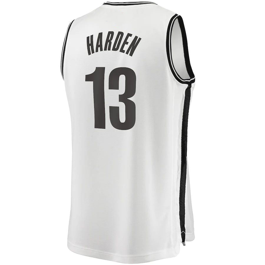 B.Nets #13 James Harden Fanatics Branded 2020-21 Fast Break Replica Jersey Association Edition White Stitched American Basketball Jersey UNEC