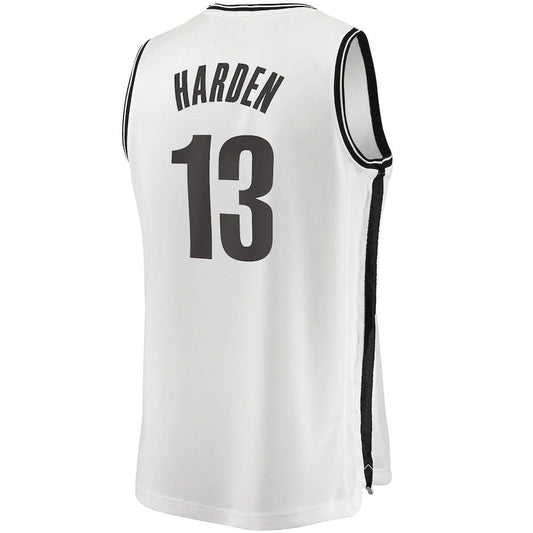 B.Nets #13 James Harden Fanatics Branded 2020-21 Fast Break Replica Jersey Association Edition White Stitched American Basketball Jersey UNEC