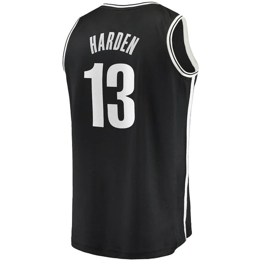 B.Nets #13 James Harden Fanatics Branded 2020-21 Fast Break Replica Jersey Black  Icon Edition Stitched American Basketball Jersey UNEC