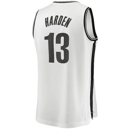 B.Nets #13 James Harden Fanatics Branded 2020-21 Fast Break Replica Jersey White Association Edition Stitched American Basketball Jersey UNEC